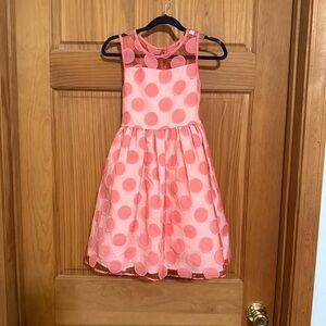 Girls Pink Tulle Polka Dot Coral Dress